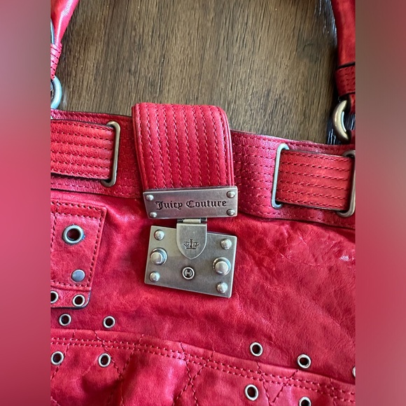 Juicy Couture Distressed Ted Supple Dark Red Leather Bag - Picture 2 of 10